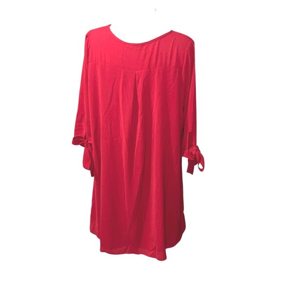 ChicSoul Tie Sleeve Midi Casual Work Dress Sz 3XL Red Womens - Picture 2 of 16